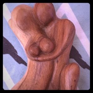 Vintage Indonesian “Lovers” Solid Teak Statute